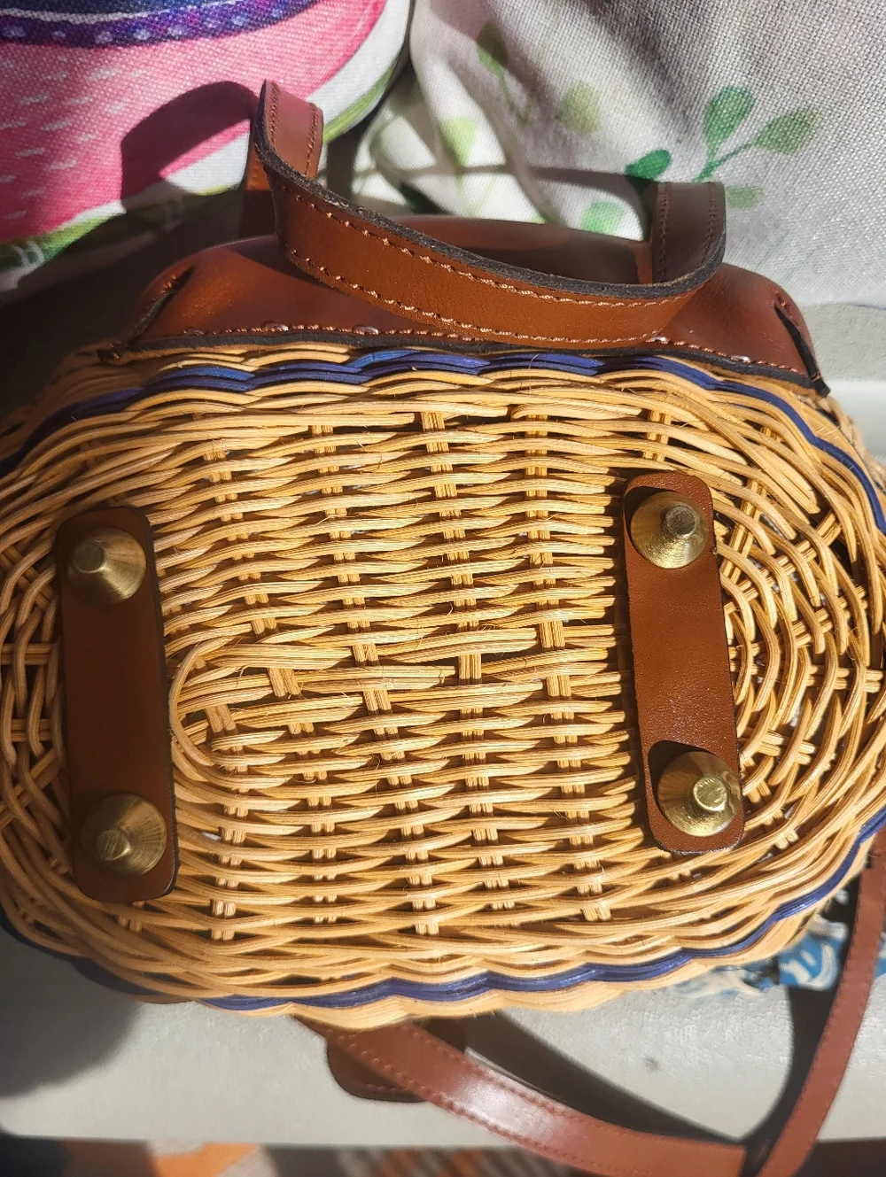 Patricia Nash Woven Straw Bag with Brown Leather Trim - Picture 6 of 6